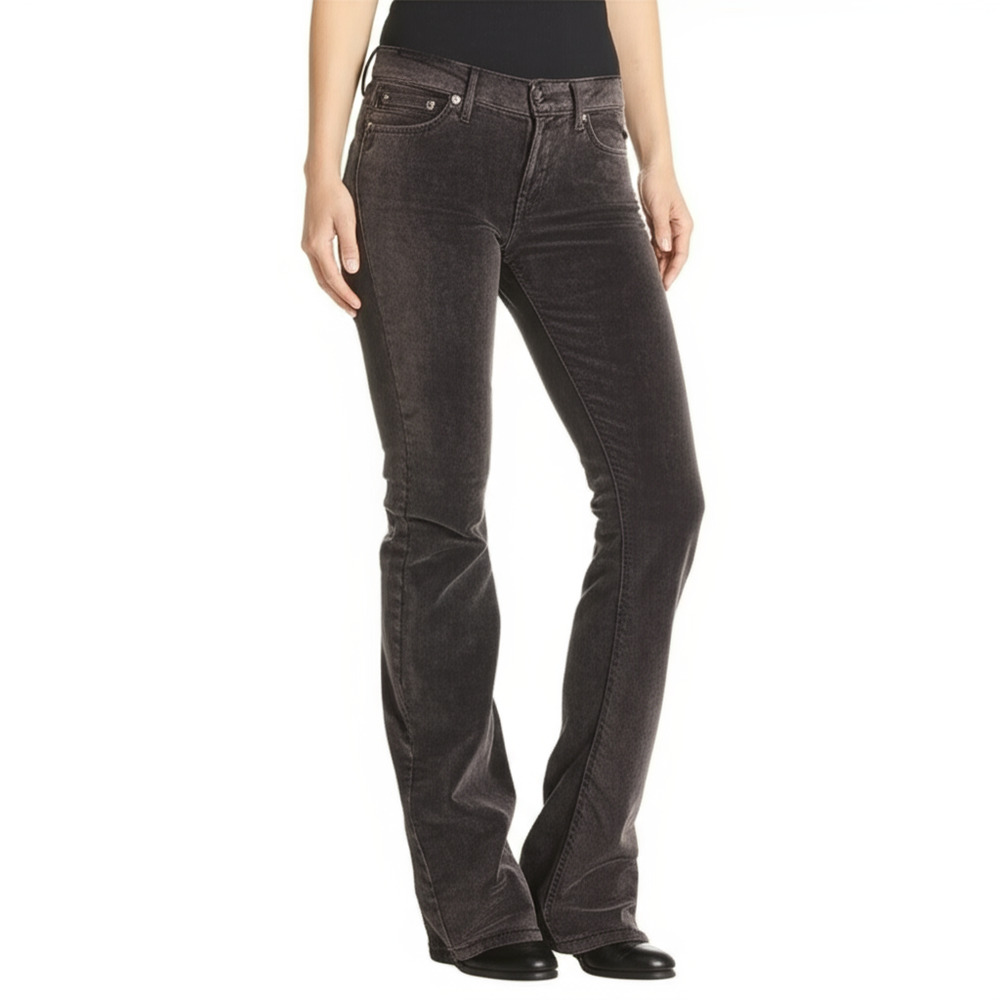 FREE PEOPLE Corduroy Pants Women's Size W 28 Dark Gray Corduroy Texture Bohemian